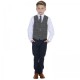 Boys Navy & Grey Tweed Check 5 Piece Slim Fit Suit