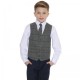 Boys Navy & Grey Tweed Check 4 Piece Waistcoat Suit