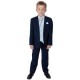 Boys Navy & Blue Swirl 6 Piece Slim Fit Suit