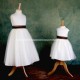 Girls Ivory Diamante & Organza Dress with Brown Sash