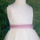 Girls Ivory Diamante & Organza Dusky Pink Sash Dress