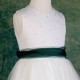 Girls Ivory Diamante & Organza Dress with Hunter Sash