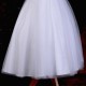 Girls White Diamante & Organza Dress with Brown Sash