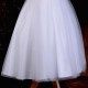 Girls White Diamante & Organza Dress with Dark Grey Sash