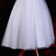 Girls White Diamante & Organza Dress with Olive Sash