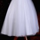 Girls White Diamante & Organza Dress with Orange Sash