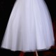 Girls White Diamante & Organza Dress with Red Sash