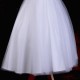 Girls White Diamante & Organza Dress with Royal Blue Sash