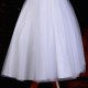 Girls White Diamante & Organza Dress with Silver Sash