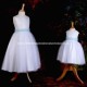 Girls White Diamante & Organza Sky Blue Sash Dress