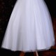 Girls White Diamante & Organza Dress with Wine Sash