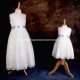 Girls Ivory Floral Lace Dress with Baby Blue Satin Sash