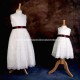 Girls Ivory Floral Lace Dress with Burgundy Satin Sash