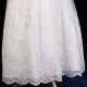Girls Ivory Floral Lace Dress with Coral Satin Sash