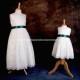 Girls Ivory Floral Lace Dress with Hunter Satin Sash