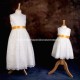 Girls Ivory Floral Lace Dress with Marigold Satin Sash