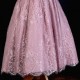 Girls Dusky Pink Fringe Lace Dress with White Satin Sash