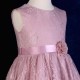 Girls Dusky Pink Fringe Lace Dress with Ivory Satin Sash