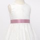 Girls Ivory Fringe Lace Dress with Antique Pink Satin Sash