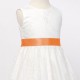 Girls Ivory Fringe Lace Dress with Apricot Spice Satin Sash