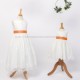 Girls Ivory Fringe Lace Dress with Apricot Spice Satin Sash