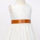 Girls Ivory Fringe Lace Dress with Rust Burnt Orange Satin Sash