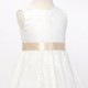 Girls Ivory Fringe Lace Dress with Champagne Satin Sash