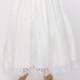 Girls Ivory Fringe Lace Dress with Navy Satin Sash