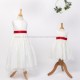 Girls Ivory Fringe Lace Dress with Red Satin Sash