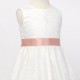 Girls Ivory Fringe Lace Dress with Rose Gold Satin Sash