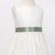 Girls Ivory Fringe Lace Dress with Sage Green Satin Sash