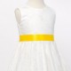 Girls Ivory Fringe Lace Dress with Sunshine Yellow Satin Sash