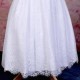 Girls White Fringe Lace Dress with Aqua Satin Sash