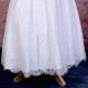 Girls White Fringe Lace Dress with Baby Pink Satin Sash