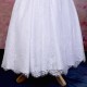 Girls White Fringe Lace Dress with Brown Satin Sash