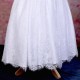 Girls White Fringe Lace Dress with Caramel Satin Sash