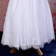 Girls White Fringe Lace Dress with Cornflower Blue Satin Sash