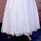 Girls White Fringe Lace Dress with Dark Purple Satin Sash