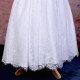 Girls White Fringe Lace Dress with Dark Purple Satin Sash