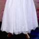 Girls White Fringe Lace Dress with Emerald Green Satin Sash