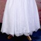 Girls White Fringe Lace Dress with Fuchsia Pink Satin Sash