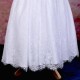 Girls White Fringe Lace Dress with Lemon Satin Sash