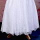 Girls White Fringe Lace Dress with Lilac Satin Sash
