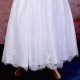 Girls White Fringe Lace Dress with Midnight Blue Satin Sash