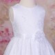 Girls White Fringe Lace Dress with Midnight Blue Satin Sash