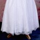 Girls White Fringe Lace Dress with Mink Taupe Satin Sash