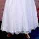 Girls White Fringe Lace Dress with Peach Satin Sash