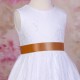 Girls White Fringe Lace Dress with Rust Burnt Orange Satin Sash