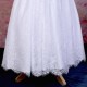 Girls White Fringe Lace Dress with Silver Satin Sash
