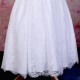 Girls White Fringe Lace Dress with Turquoise Satin Sash